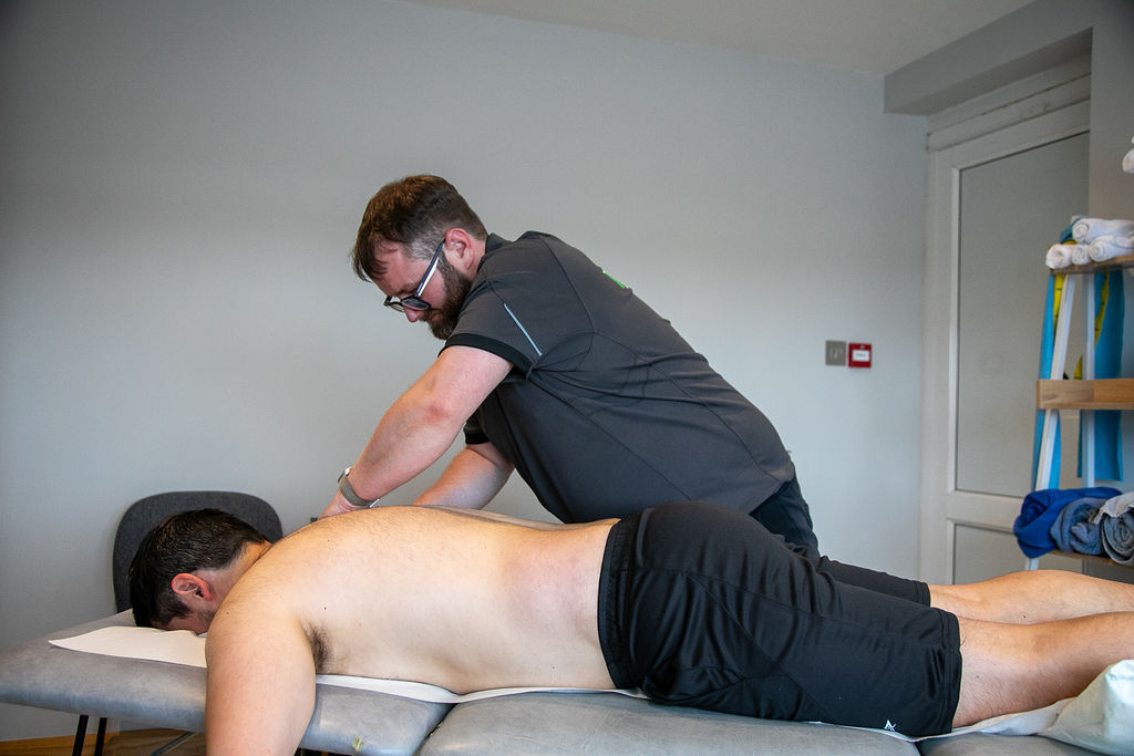 Deep tissue massage on the back