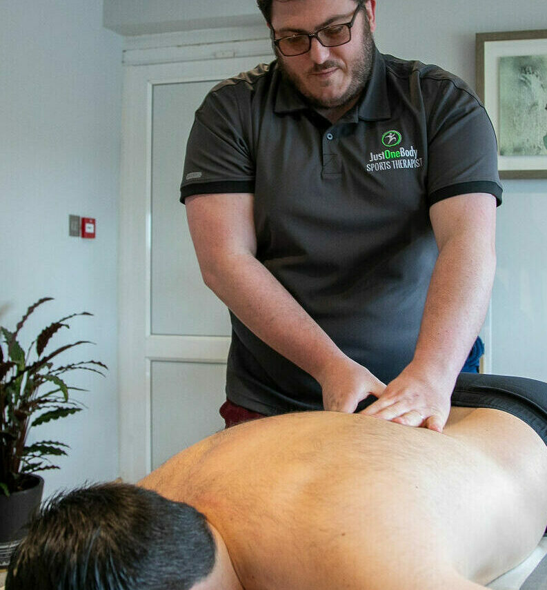 Deep tissue massage on the back